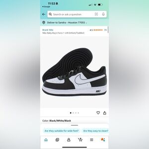 Nike Baby Boy's Force 1 LV8 (Infant/Toddler panda